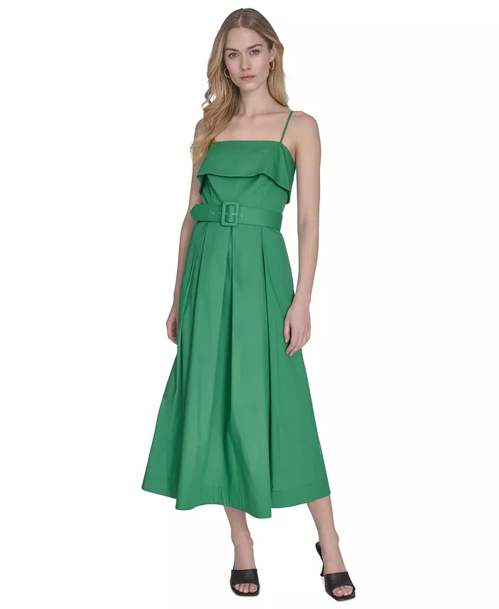 Женское хлопковое миди-платье с поясом и складчатым воротником Vince Camuto, зеленый
Женское хлопковое миди-платье с поясом и складчатым воротником Vince Camuto, зеленый