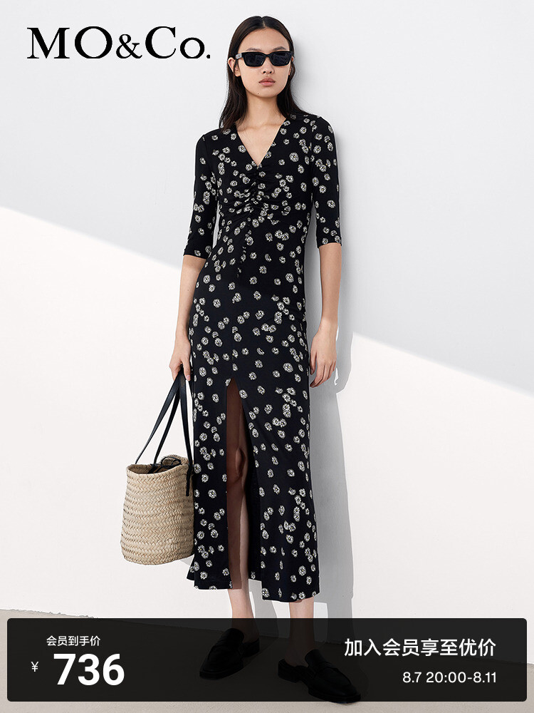 Платье Moco с V-образным вырезом и вертикальным принтом, черный
Платье Moco с V-образным вырезом и вертикальным принтом, черный