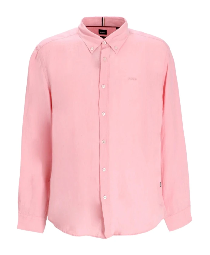 Приталенная льняная рубашка на пуговицах, розовая. Hugo, розовый
Приталенная льняная рубашка на пуговицах, розовая. Hugo, розовый