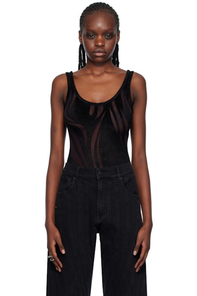 Черный флокированный боди Mugler
Черный флокированный боди Mugler