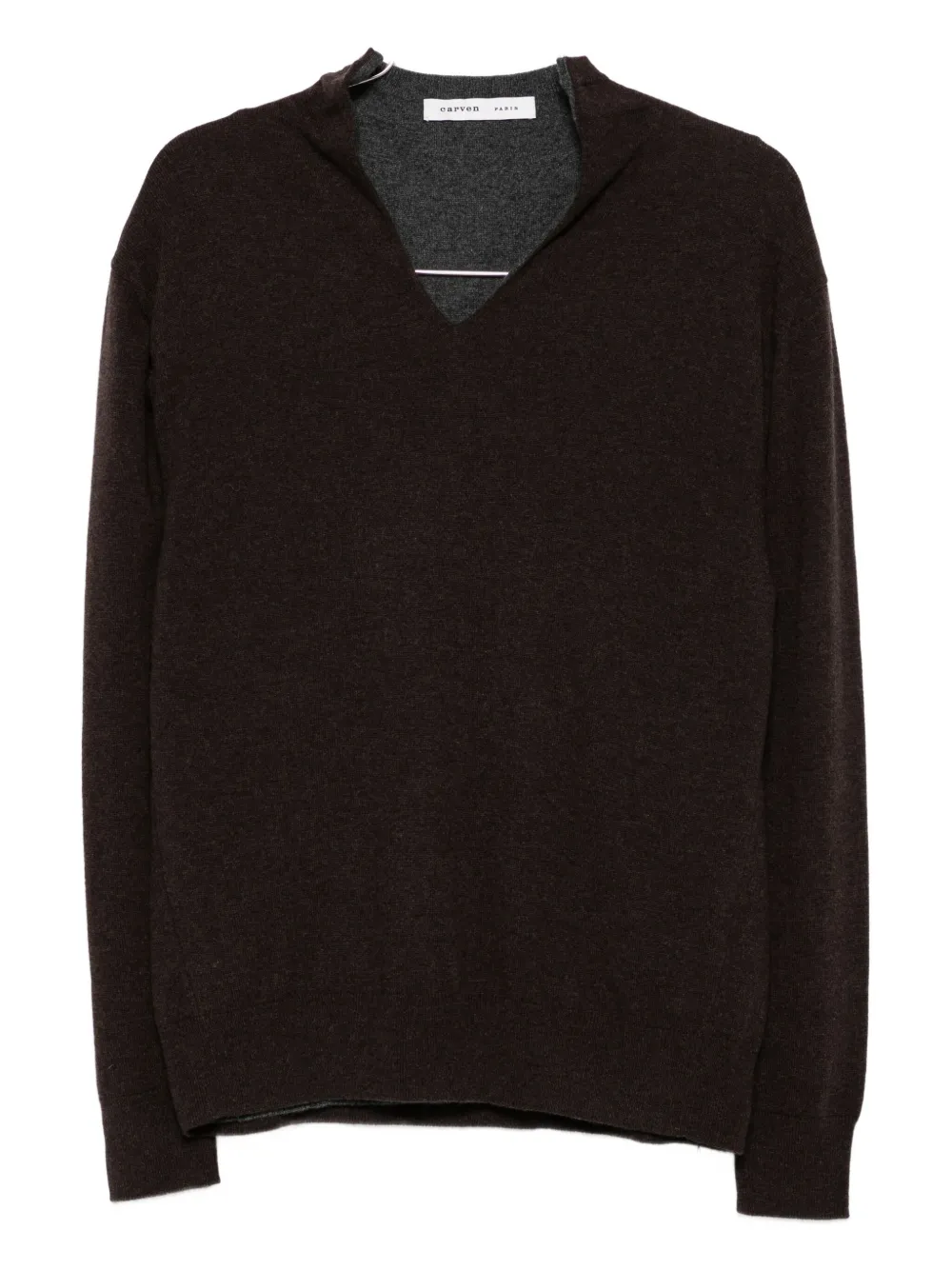 Кашемировый свитер с V-образным вырезом Carven, коричневый
Кашемировый свитер с V-образным вырезом Carven, коричневый
