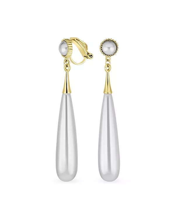 Современные геометрические линейные тонкие длинные колонны с имитацией жемчуга, подвесные серьги-клипсы с покрытием из желтого золота. Bling Jewelry, gold-tone
Современные геометрические линейные тонкие длинные колонны с имитацией жемчуга, подвесные серьги-клипсы с покрытием из желтого золота. Bling Jewelry, gold-tone