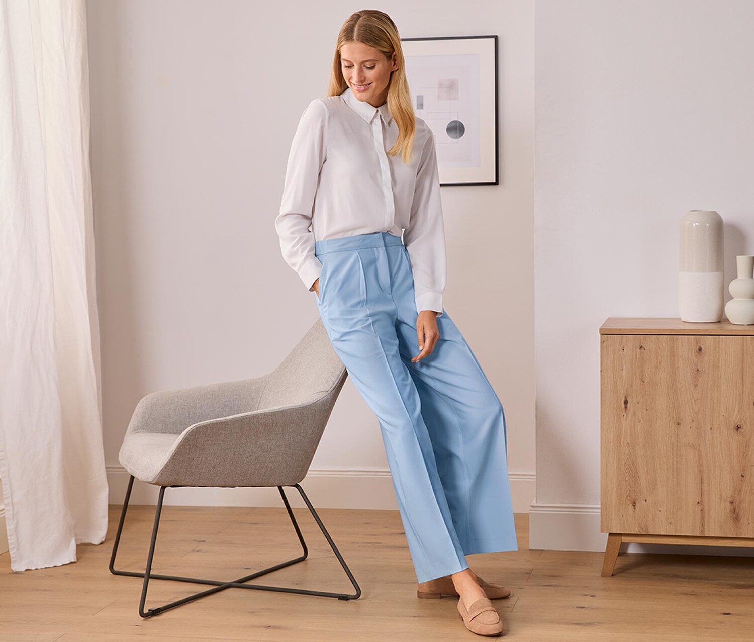 Тканые брюки Tchibo, светло-синий
Тканые брюки Tchibo, светло-синий