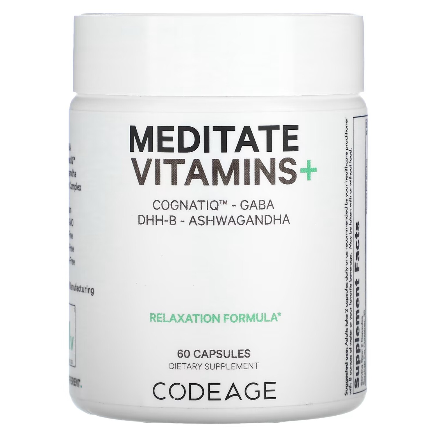 Добавка Codeage Meditate Витамины+ CognatiQ GABA DHH-B без сои, 60 капсул
Добавка Codeage Meditate Витамины+ CognatiQ GABA DHH-B без сои, 60 капсул