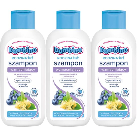 Укрепляющий шампунь, 3x400мл Bambino Family
Укрепляющий шампунь, 3x400мл Bambino Family