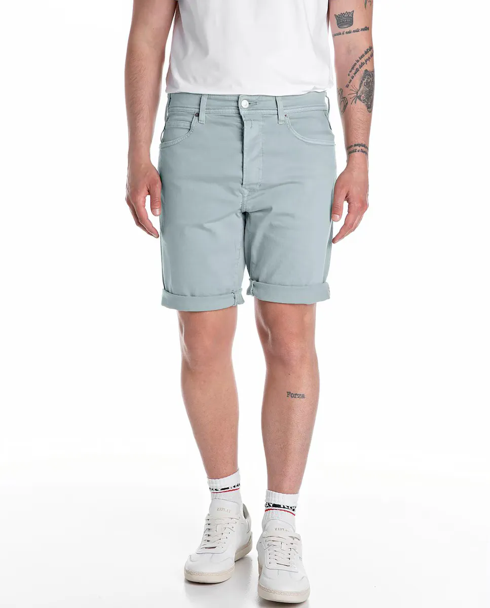 Мужские шорты-бермуды из хлопкового денима с пятью карманами Replay, голубой
Мужские шорты-бермуды из хлопкового денима с пятью карманами Replay, голубой