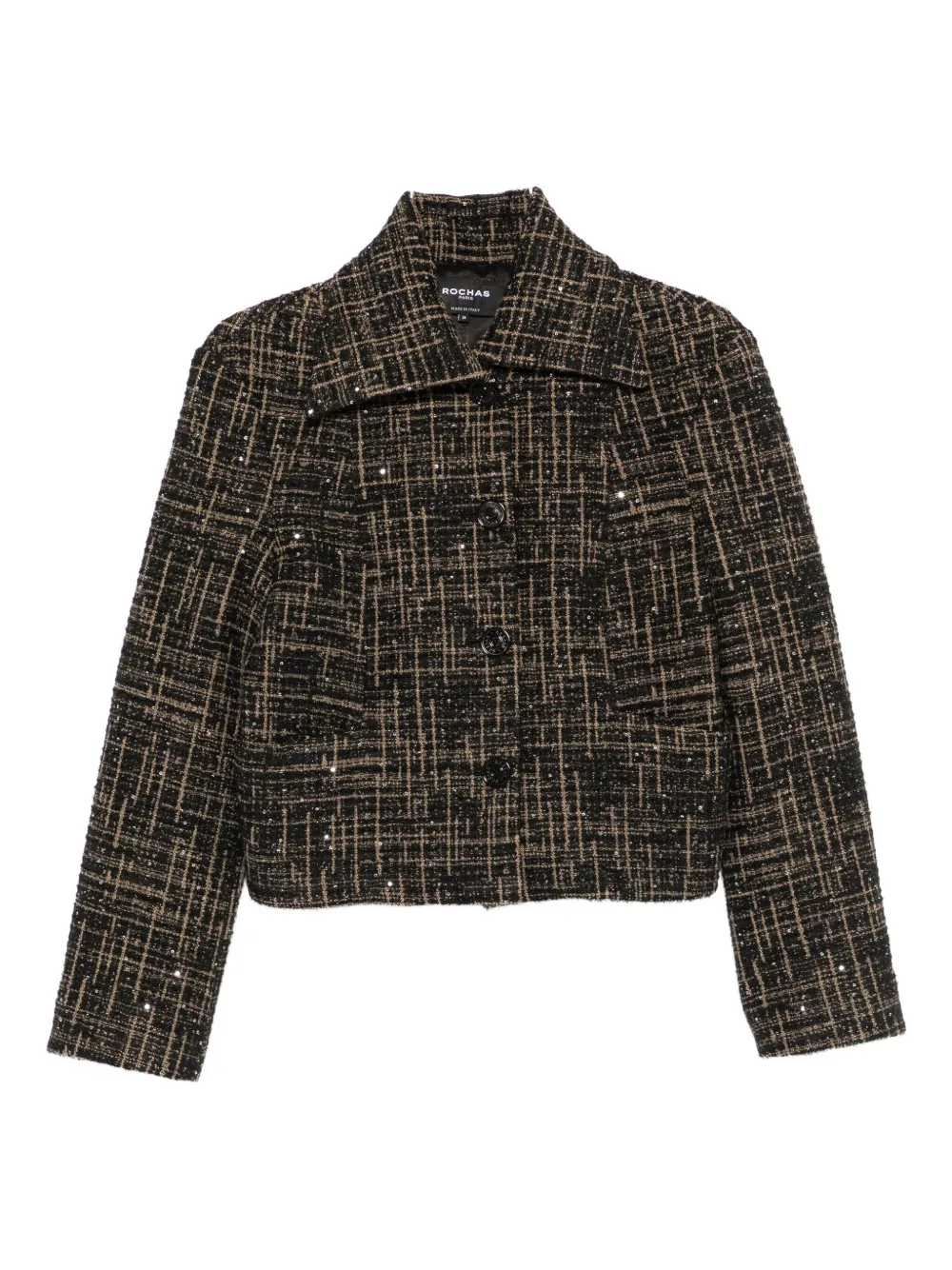Пиджак в клетку с украшением из пайеток Rochas, черный
Пиджак в клетку с украшением из пайеток Rochas, черный
