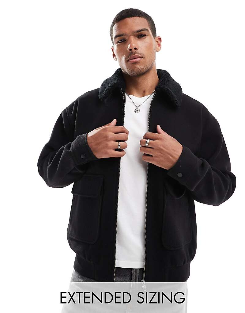 Черная куртка Harrington ASOS DESIGN из ткани с эффектом шерсти с воротником из плюшевого меха
Черная куртка Harrington ASOS DESIGN из ткани с эффектом шерсти с воротником из плюшевого меха
