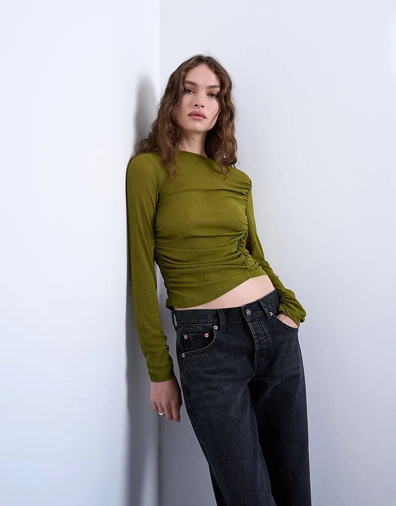 Лонгслив Topshop с сетчатой витой драпировкой и длинными рукавами оливково-зеленого цвета
Лонгслив Topshop с сетчатой витой драпировкой и длинными рукавами оливково-зеленого цвета