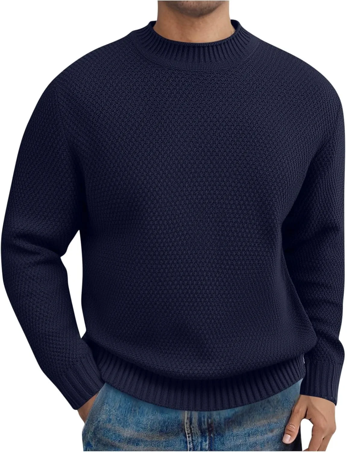 Мужской свитер Waffle Knit с длинным рукавом и круглым вырезом
Мужской свитер Waffle Knit с длинным рукавом и круглым вырезом