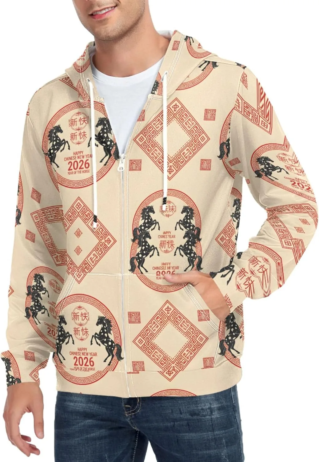 Мужская толстовка с полной молнией Chinese New Year Horse, с длинными рукавами и карманом CUPADA
Мужская толстовка с полной молнией Chinese New Year Horse, с длинными рукавами и карманом CUPADA