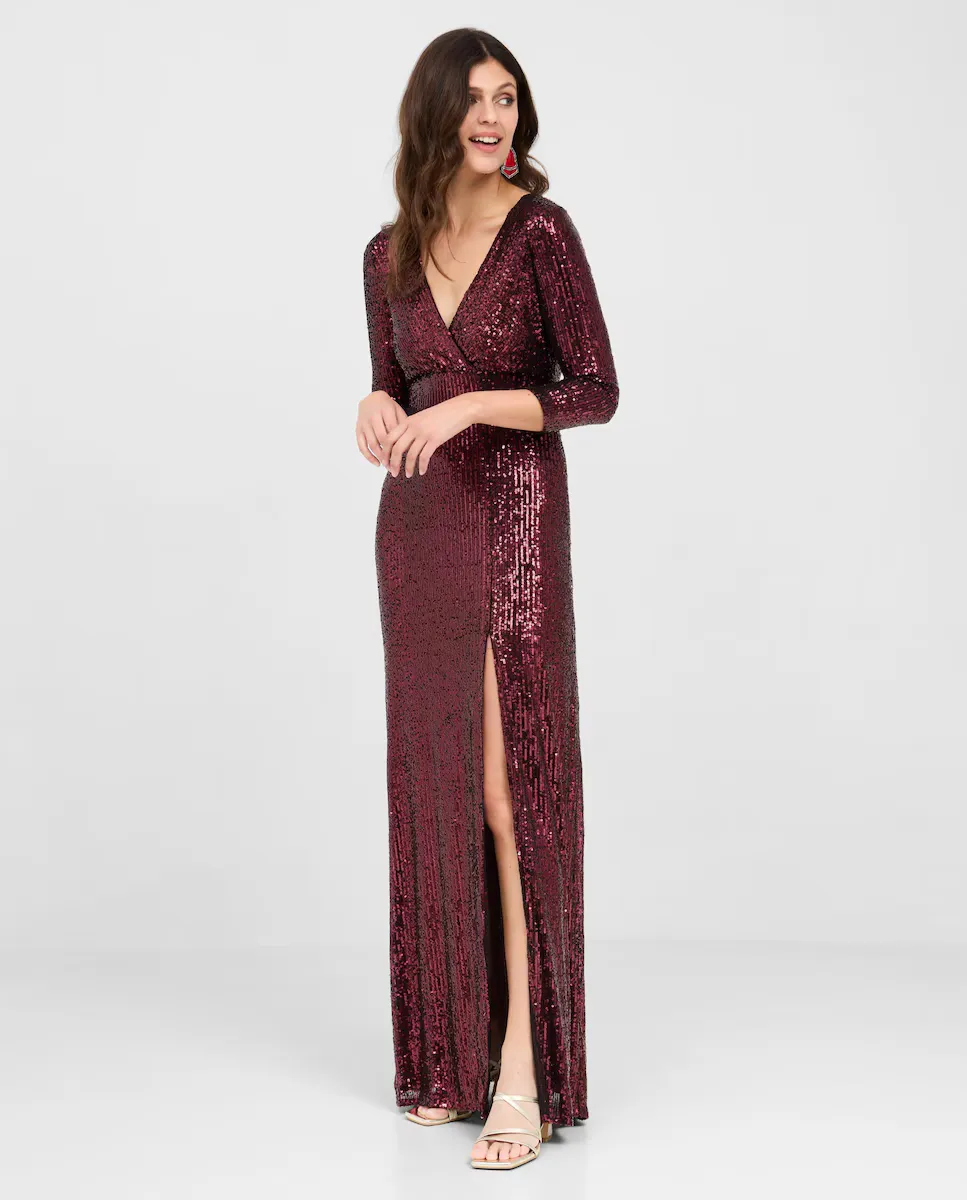 Длинное платье с пайетками и разрезом по бокам Veneno en la piel, красный
Длинное платье с пайетками и разрезом по бокам Veneno en la piel, красный