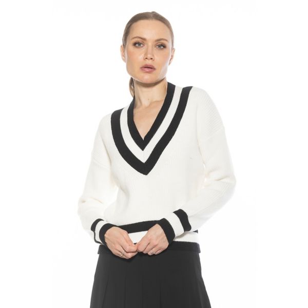 Женский университетский свитер-поло Leona с длинными рукавами и V-образным вырезом Alexia Admor, цвет ivory black
Женский университетский свитер-поло Leona с длинными рукавами и V-образным вырезом Alexia Admor, цвет ivory black