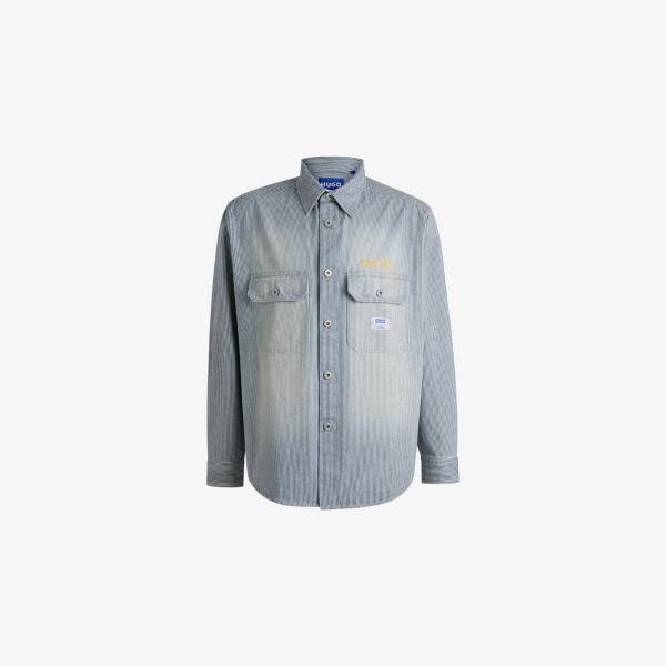 Рубашка Hugo из хлопка в полоску с нашивкой, синий
Рубашка Hugo из хлопка в полоску с нашивкой, синий