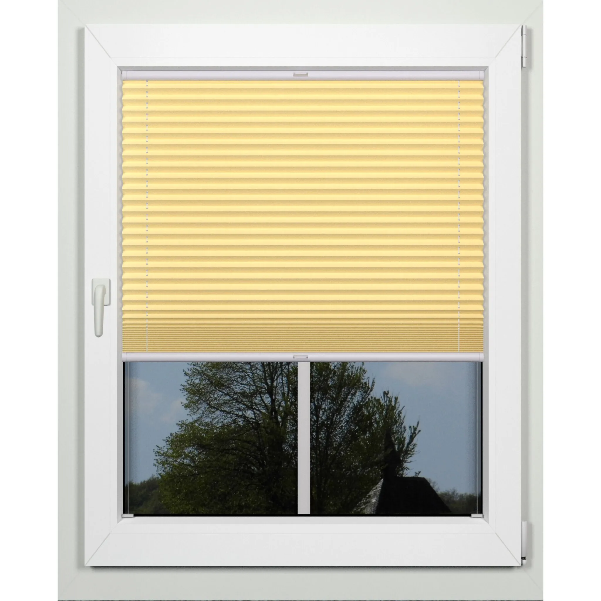 Жалюзи-плиссе Indeko «простые», светозащитные, с отверстием, натяжные, на заказ, цвет lattemacciato + weiß 
Жалюзи-плиссе Indeko «простые», светозащитные, с отверстием, натяжные, на заказ, цвет lattemacciato + weiß