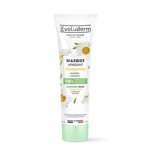 Успокаивающая маска для лица Masque Apaisant Camomille Evoluderm, 150 g
Успокаивающая маска для лица Masque Apaisant Camomille Evoluderm, 150 g