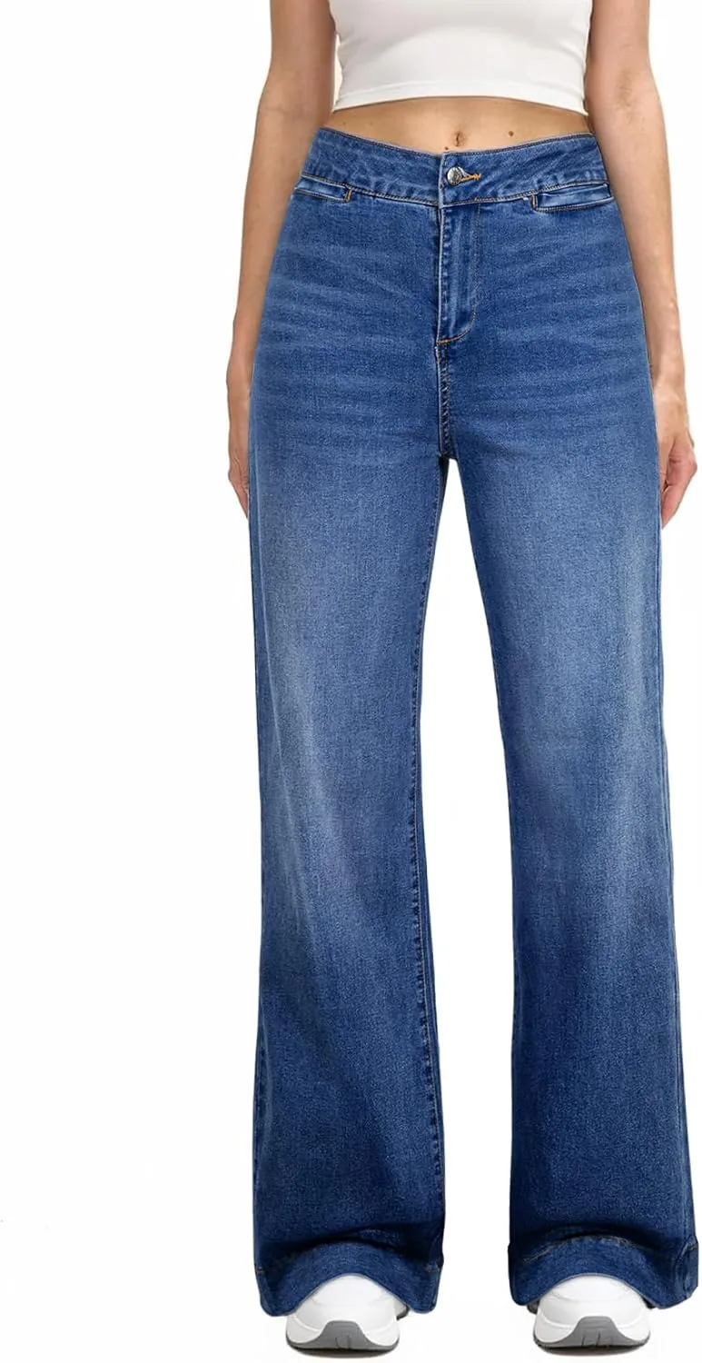 Sidefeel джинсы для женщин с прямыми широкими штанинами, завышенной талией
Sidefeel джинсы для женщин с прямыми широкими штанинами, завышенной талией