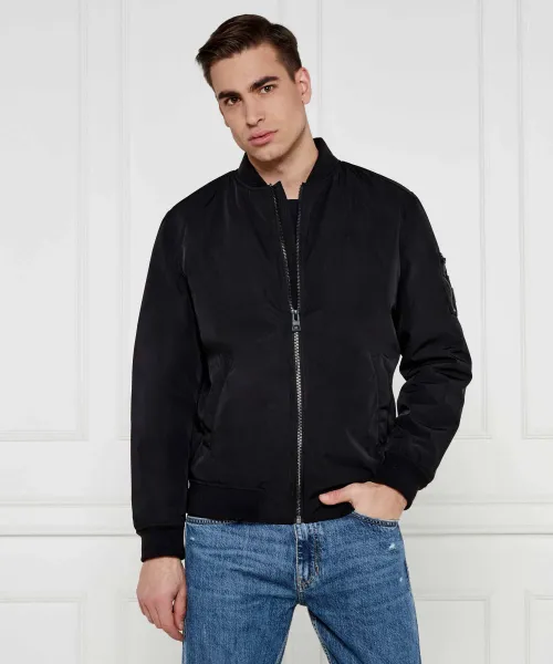 Атласная куртка-бомбер Regular fit Guess Jeans, черный 
Атласная куртка-бомбер Regular fit Guess Jeans, черный