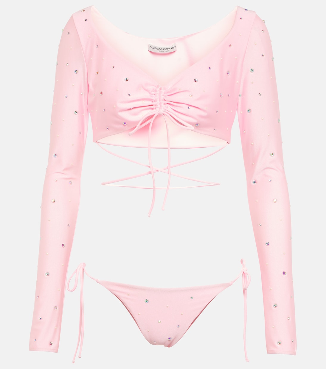 Бикини со сборками, украшенное кристаллами Alessandra Rich, розовый
Бикини со сборками, украшенное кристаллами Alessandra Rich, розовый