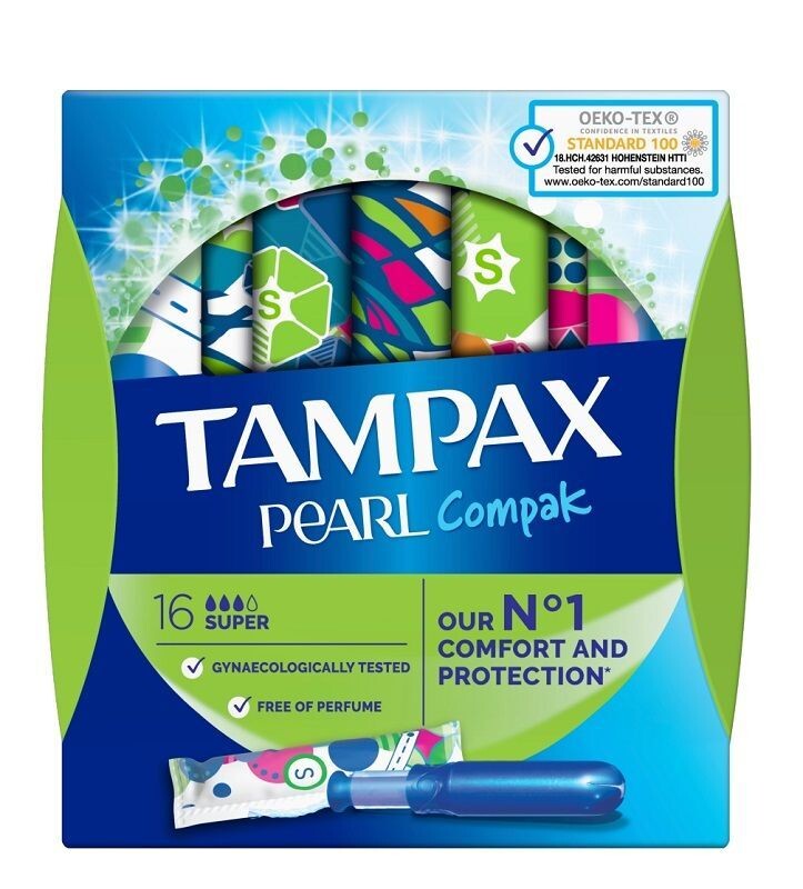 Tampax Compak Pearl Super гигиенические тампоны, 16 шт.
Tampax Compak Pearl Super гигиенические тампоны, 16 шт.