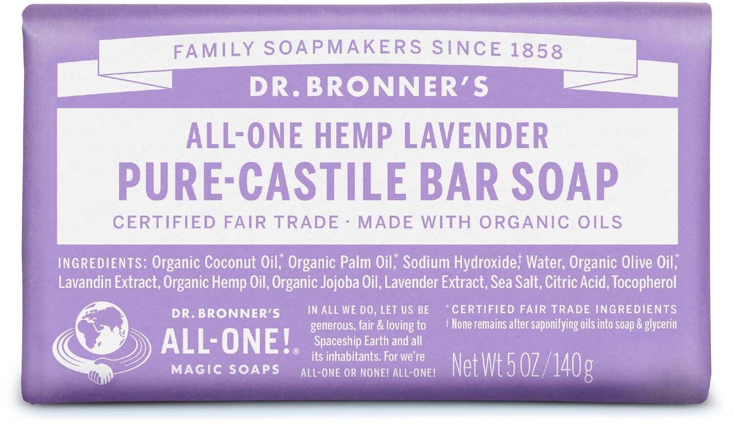 Чистое кастильское мыло Dr. Bronner's, фиолетовый
Чистое кастильское мыло Dr. Bronner's, фиолетовый