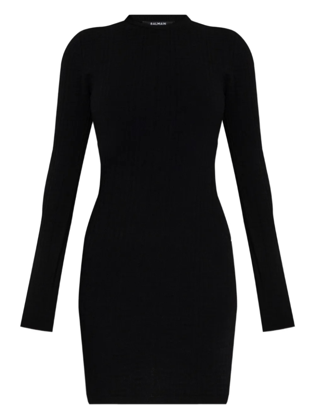 Платье в рубчик с длинными рукавами Balmain, черный