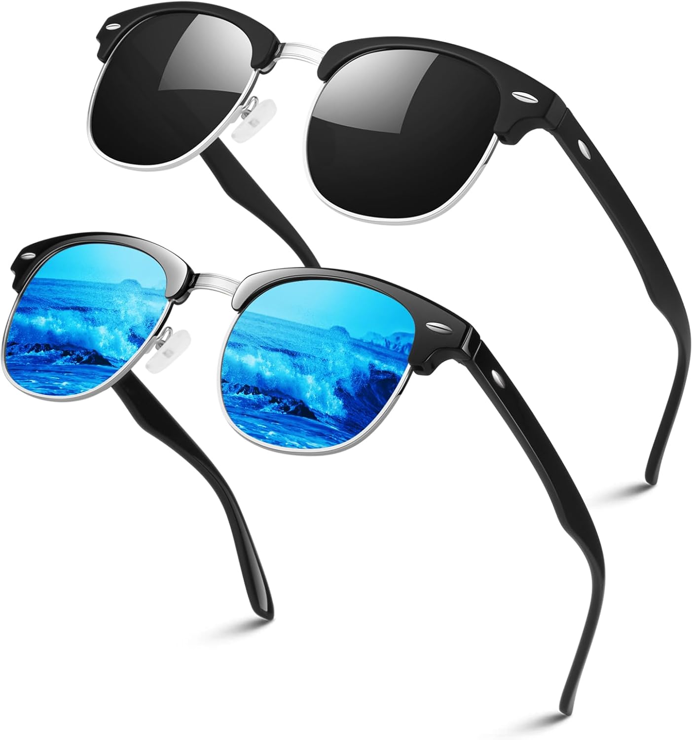 Поляризованные солнцезащитные очки LINVO в полуободковой оправе для мужчин и женщин, классические ретро-очки в полуободковой оправе для вождения с защитой от УФ-излучения, B Matte Black Silver Rim / Glossy Black Blue
Поляризованные солнцезащитные очки LINVO в полуободковой оправе для мужчин и женщин, классические ретро-очки в полуободковой оправе для вождения с защитой от УФ-излучения, B Matte Black Silver Rim / Glossy Black Blue