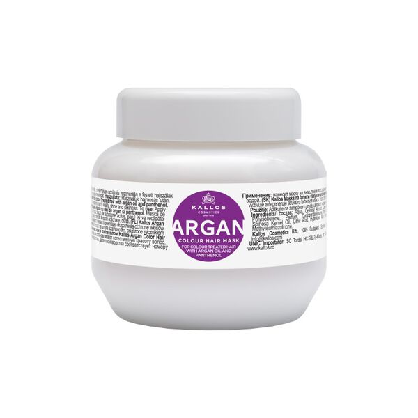 Маска для окрашенных волос с аргановым маслом и пантенолом, 275 мл Kallos Argan colour
Маска для окрашенных волос с аргановым маслом и пантенолом, 275 мл Kallos Argan colour