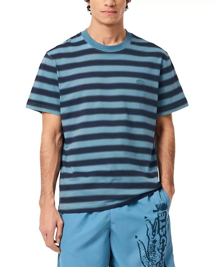 Мужская полосатая футболка с коротким рукавом и круглым вырезом Lacoste, синий
Мужская полосатая футболка с коротким рукавом и круглым вырезом Lacoste, синий