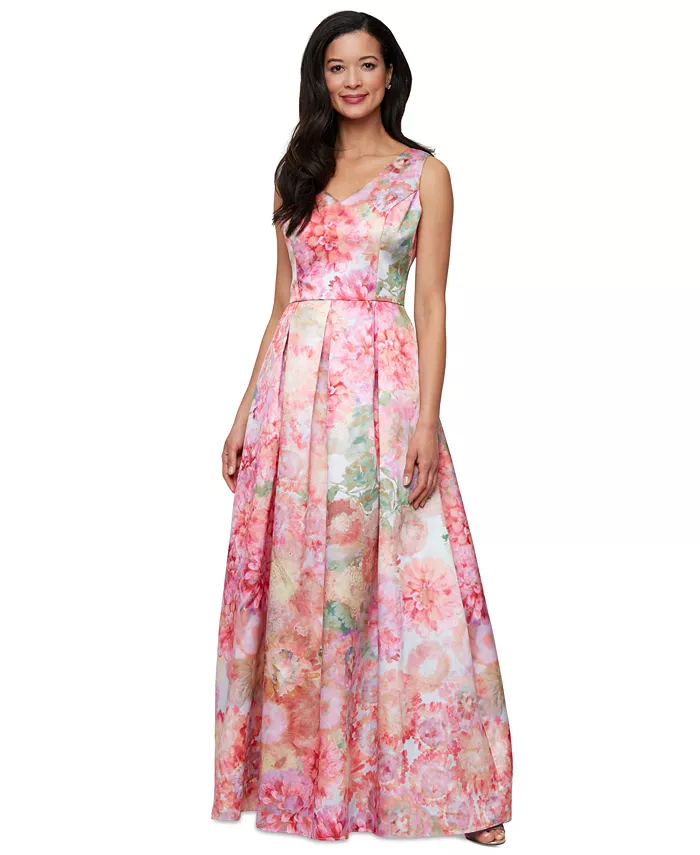 Миниатюрное платье-трапеция с V-образным вырезом и принтом из ткани микадо Alex Evenings, оранжевый
Миниатюрное платье-трапеция с V-образным вырезом и принтом из ткани микадо Alex Evenings, оранжевый