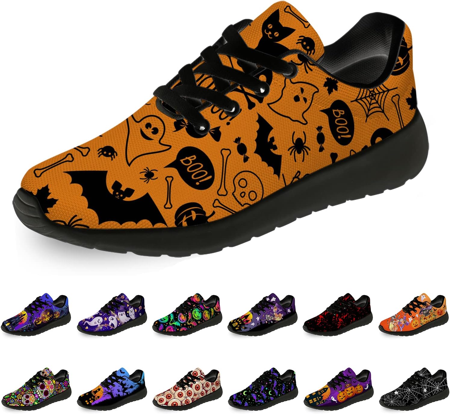 Кроссовки на Хэллоуин для женщин и мужчин, беговые, для прогулок и тенниса, с изображением тыквы, призрака и летучей мыши, подарки для мальчиков и девочек Horethy, черный/оранжевый
Кроссовки на Хэллоуин для женщин и мужчин, беговые, для прогулок и тенниса, с изображением тыквы, призрака и летучей мыши, подарки для мальчиков и девочек Horethy, черный/оранжевый