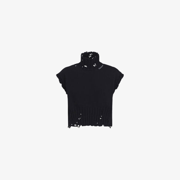 Укороченный жилет хлопковой вязки с потертостями Marni, черный
Укороченный жилет хлопковой вязки с потертостями Marni, черный