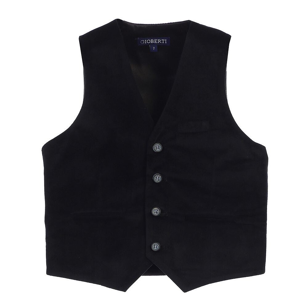 Бархатный жилет для делового костюма Gioberti для мальчиков, черный 
Бархатный жилет для делового костюма Gioberti для мальчиков, черный