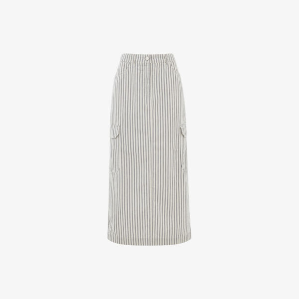 Юбка миди с высокой талией из смеси хлопка и льна с полосатым принтом Whistles, белый
Юбка миди с высокой талией из смеси хлопка и льна с полосатым принтом Whistles, белый