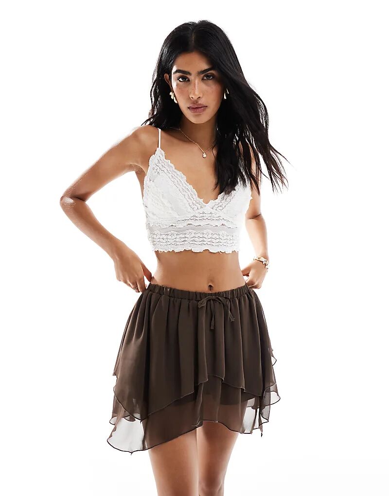 Многослойная мини-юбка Miss Selfridge коричневого цвета 
Многослойная мини-юбка Miss Selfridge коричневого цвета