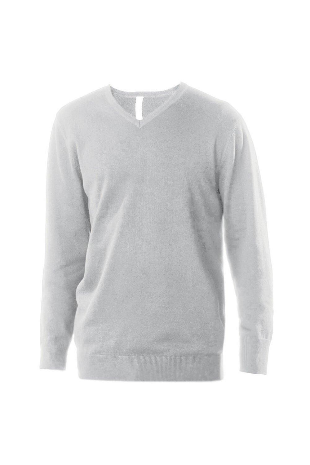 Хлопковый акриловый свитер с V-образным вырезом Kariban, серый
Хлопковый акриловый свитер с V-образным вырезом Kariban, серый