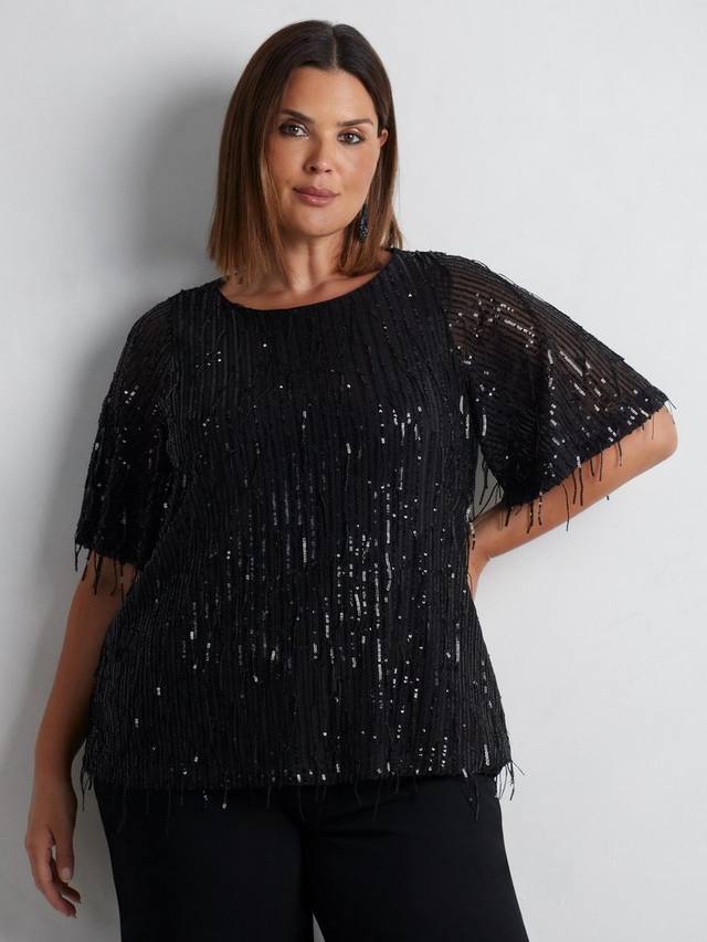 Блузка с пышной бахромой и блестками Live Unlimited, черный
Блузка с пышной бахромой и блестками Live Unlimited, черный