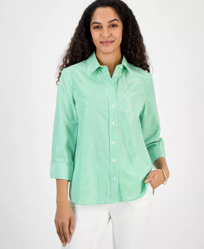 Женская рубашка с пуговицами в клетку с рукавом 3/4 Kasper, белый
Женская рубашка с пуговицами в клетку с рукавом 3/4 Kasper, белый