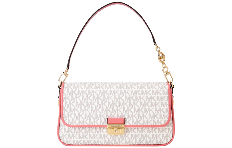 Сумка-багет Bradshaw Leather через плечо женская ванильно-белая и розовая MICHAEL KORS 
Сумка-багет Bradshaw Leather через плечо женская ванильно-белая и розовая MICHAEL KORS