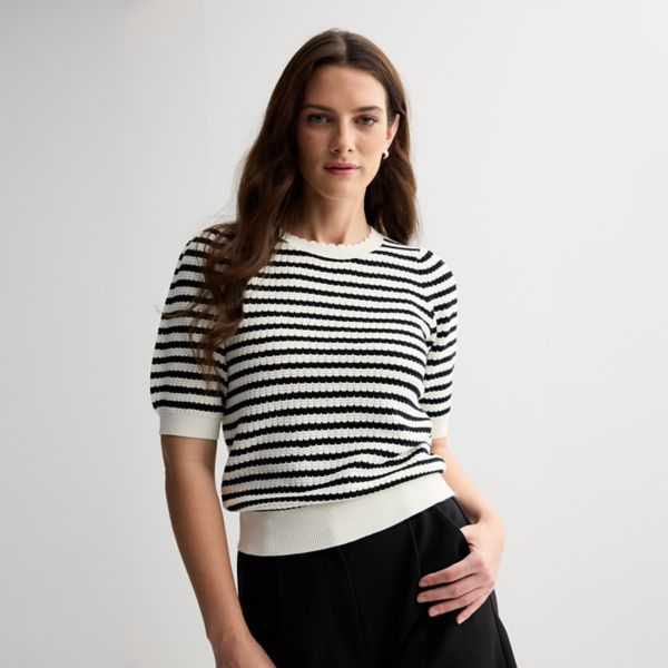 Женский полосатый свитер с коротким рукавом и объемным силуэтом Draper James, цвет black stripe
Женский полосатый свитер с коротким рукавом и объемным силуэтом Draper James, цвет black stripe