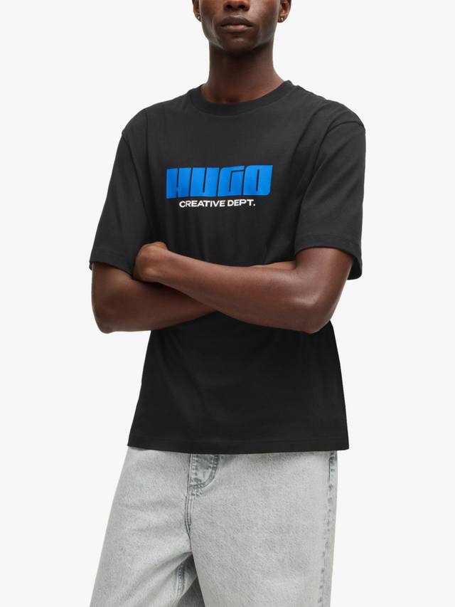 Хлопчатобумажная футболка обычного покроя HUGO BOSS, черный 
Хлопчатобумажная футболка обычного покроя HUGO BOSS, черный