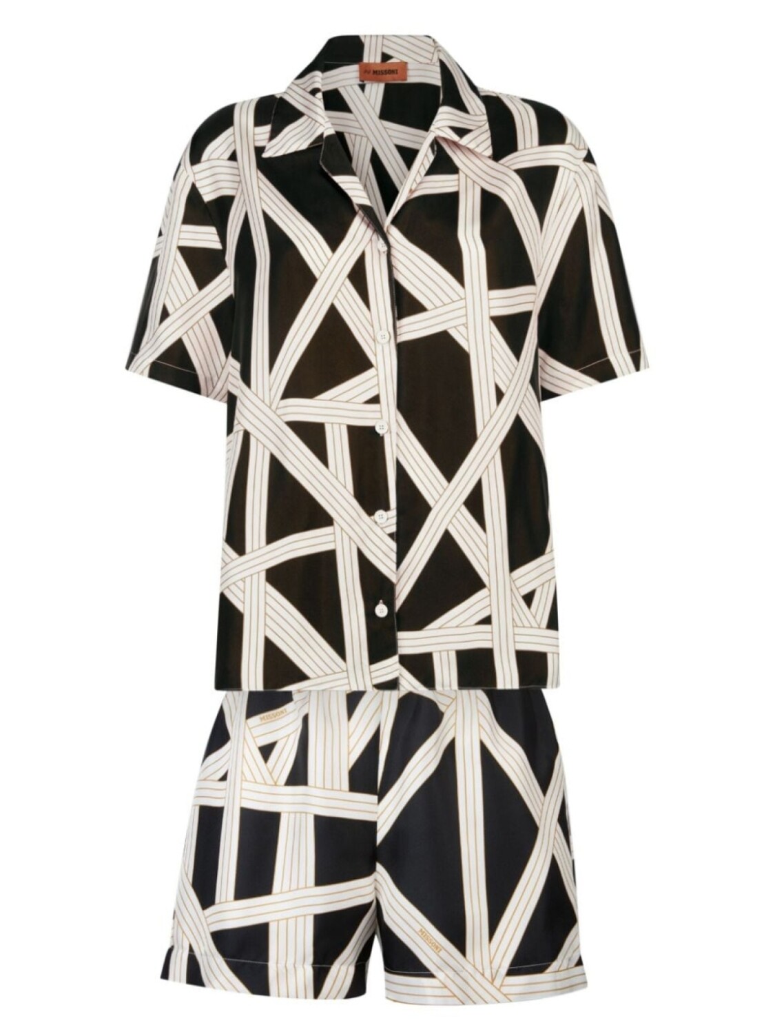 Missoni Home шелковая пижама с графичным принтом, черный 
Missoni Home шелковая пижама с графичным принтом, черный