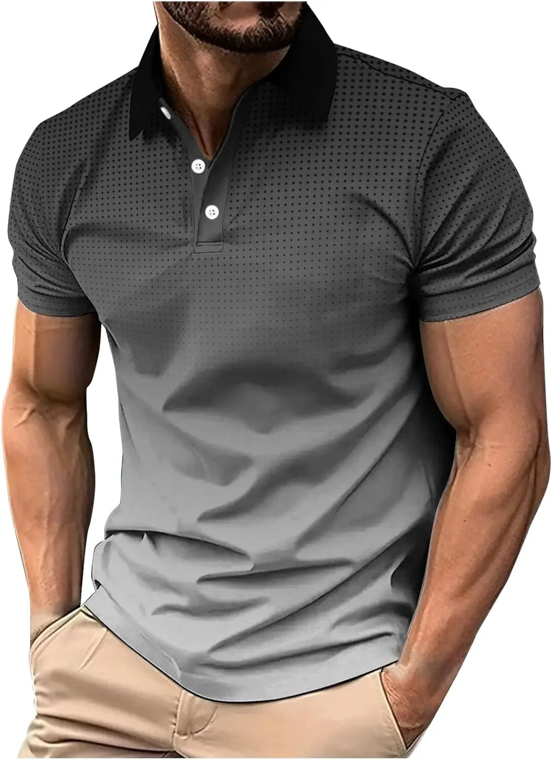 Мужская поло в полоску Casual с коротким рукавом HJINGSUN
Мужская поло в полоску Casual с коротким рукавом HJINGSUN