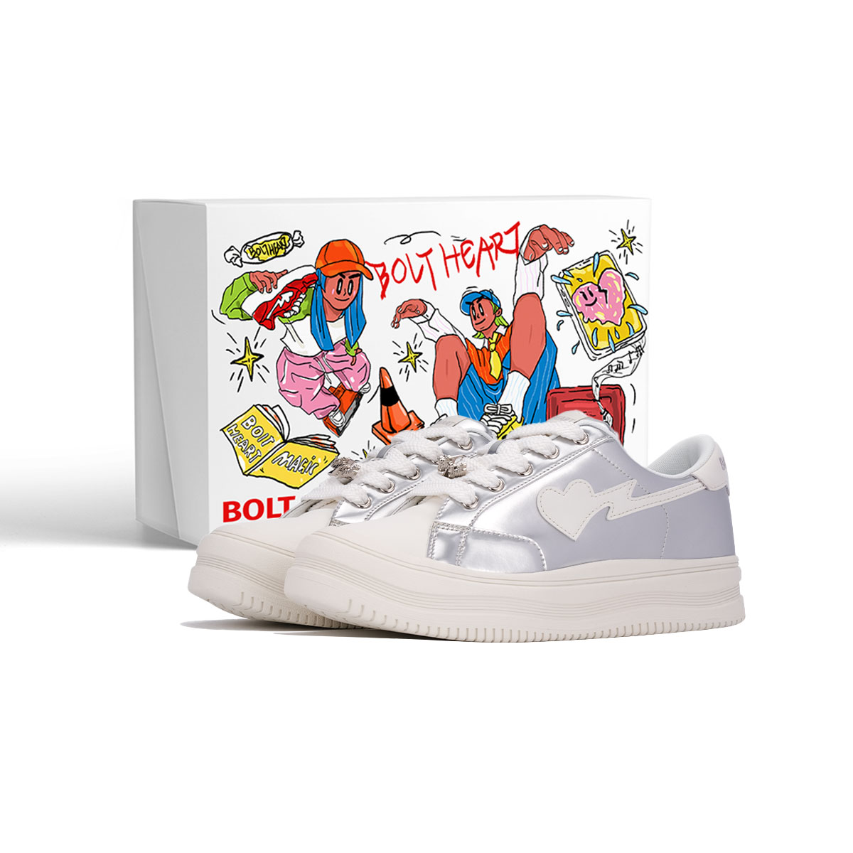 AND U Серебряные противоскользящие низкие скейтерские кеды Heart Strung с эффектом увеличения роста унисекс, цвет Silver
AND U Серебряные противоскользящие низкие скейтерские кеды Heart Strung с эффектом увеличения роста унисекс, цвет Silver