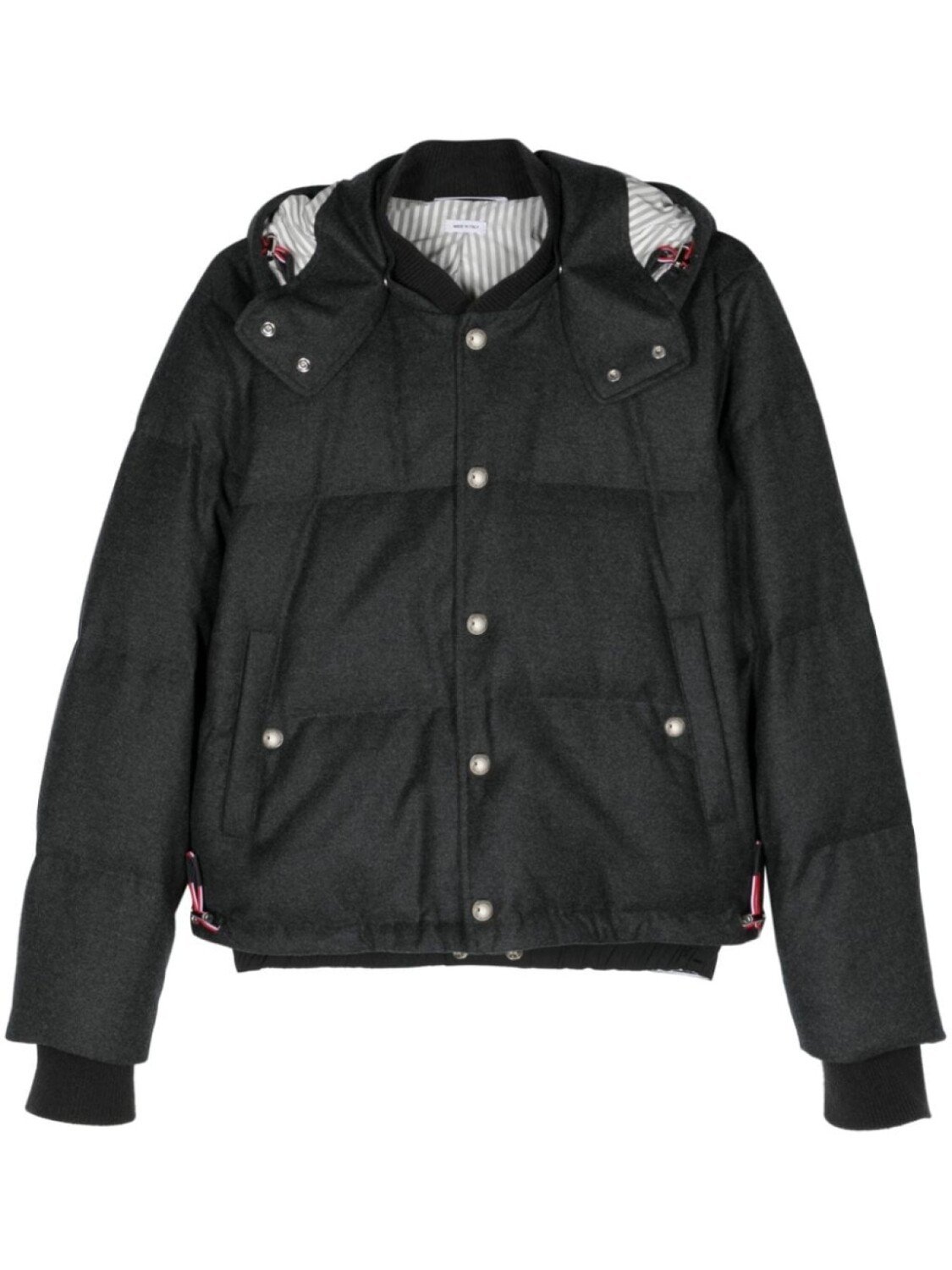 Thom Browne пуховик с капюшоном, серый
Thom Browne пуховик с капюшоном, серый