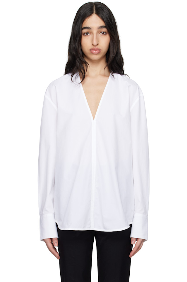 Футболка с V-образным вырезом Toteme, белый 
Футболка с V-образным вырезом Toteme, белый