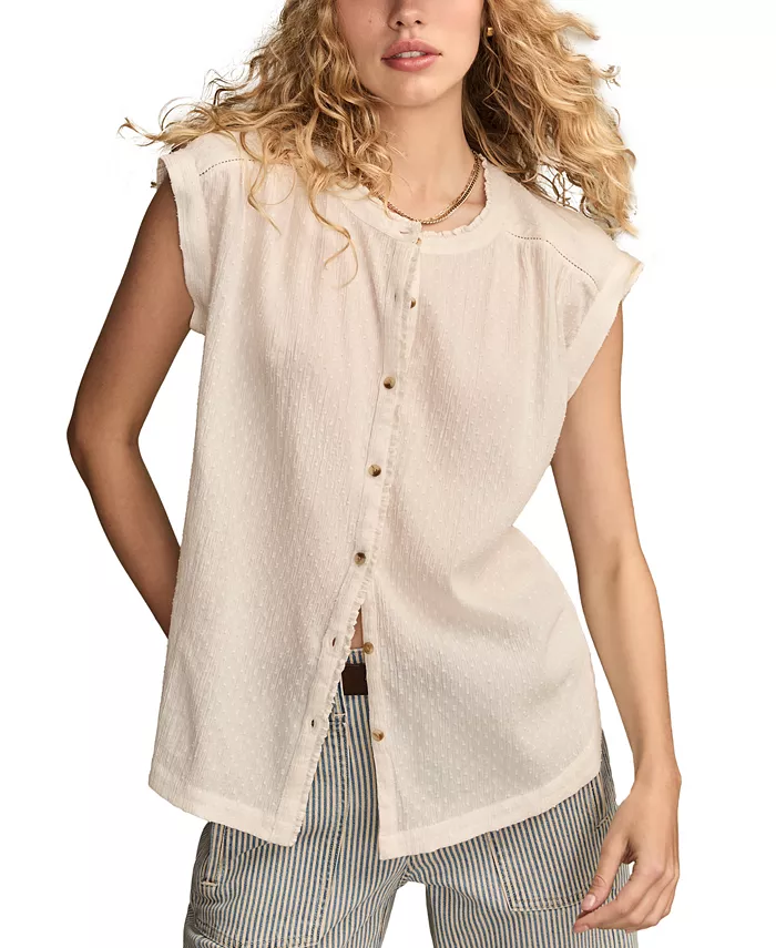 Женский топ «летучая мышь» с оборками и застежкой на пуговицы Lucky Brand, белый
Женский топ «летучая мышь» с оборками и застежкой на пуговицы Lucky Brand, белый