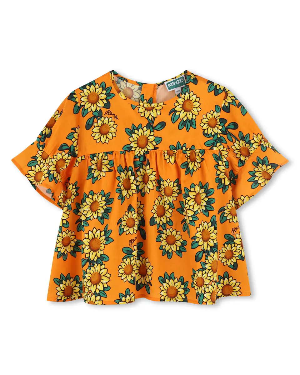 Девичья хлопковая блузка с цветочным принтом Kenzo Kids, оранжевый
Девичья хлопковая блузка с цветочным принтом Kenzo Kids, оранжевый