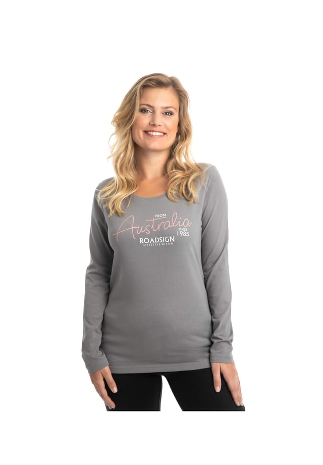 Рубашка с длинными рукавами и принтом Australia с круглым вырезом изготовлена из 100% хлопка. Roadsign Australia, серый 
Рубашка с длинными рукавами и принтом Australia с круглым вырезом изготовлена из 100% хлопка. Roadsign Australia, серый