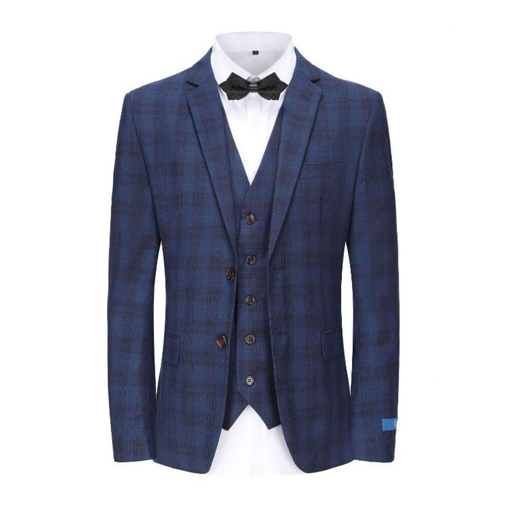 Мужской костюм из 3 предметов Performance Stretch Slim Fit в клетку Braveman, синий
Мужской костюм из 3 предметов Performance Stretch Slim Fit в клетку Braveman, синий
